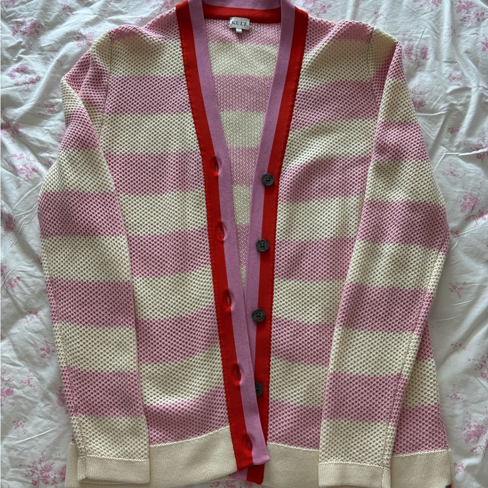 A.P.C. Pink and Cream Striped Women's Sweater